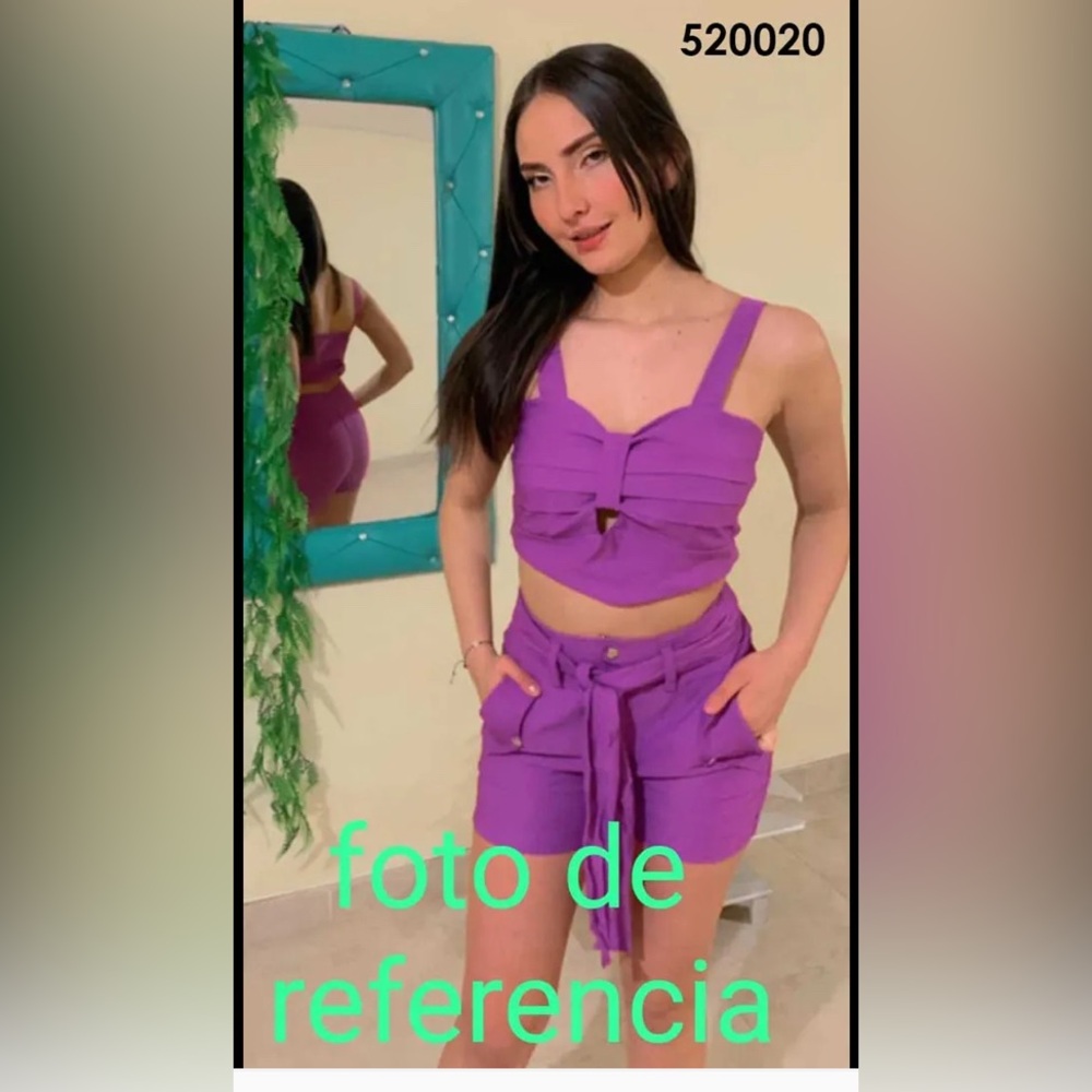 Authentic Colombian 🇨🇴 Violet Short Set  In Bengaline Fabric One Size